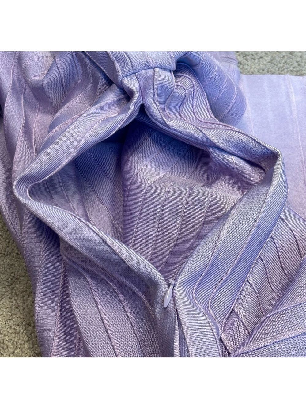 St. John Ottoman ribbed open back knit fit & flare midi dress lilac purple NWT - Picture 11 of 16
